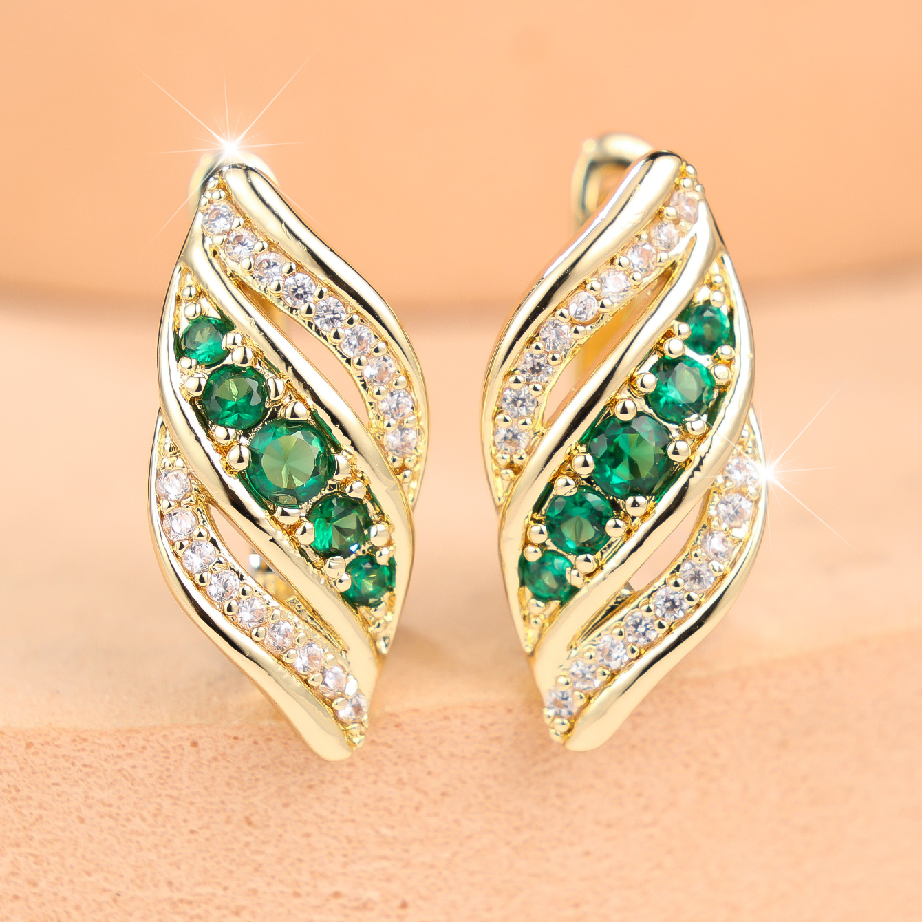 Women's Inlaid Synthetic Zirconia Earrings, Elegant & Sweet